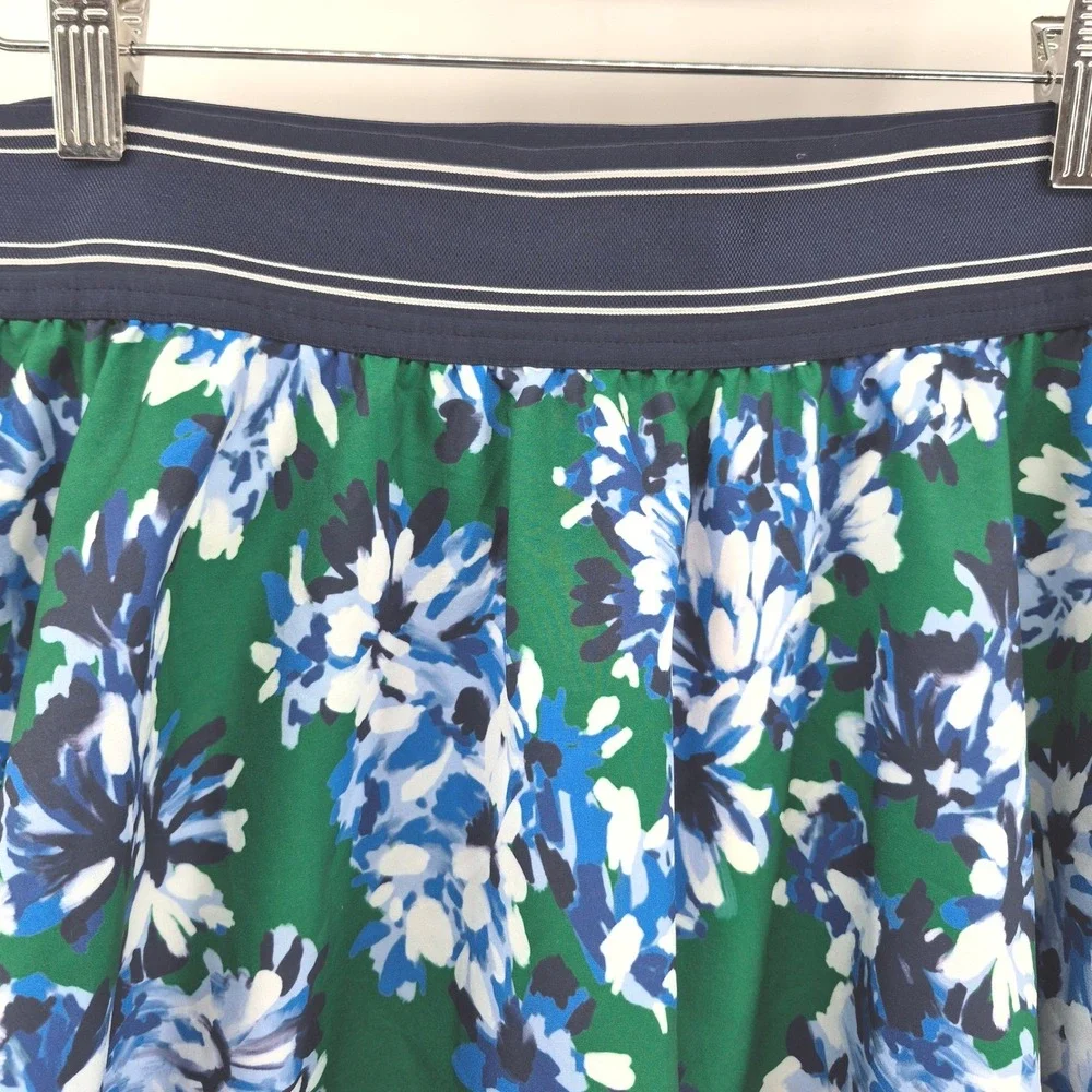 Skechers‎ Los Angeles Womens Floral Tiered Athletic Skort Green Blue Large